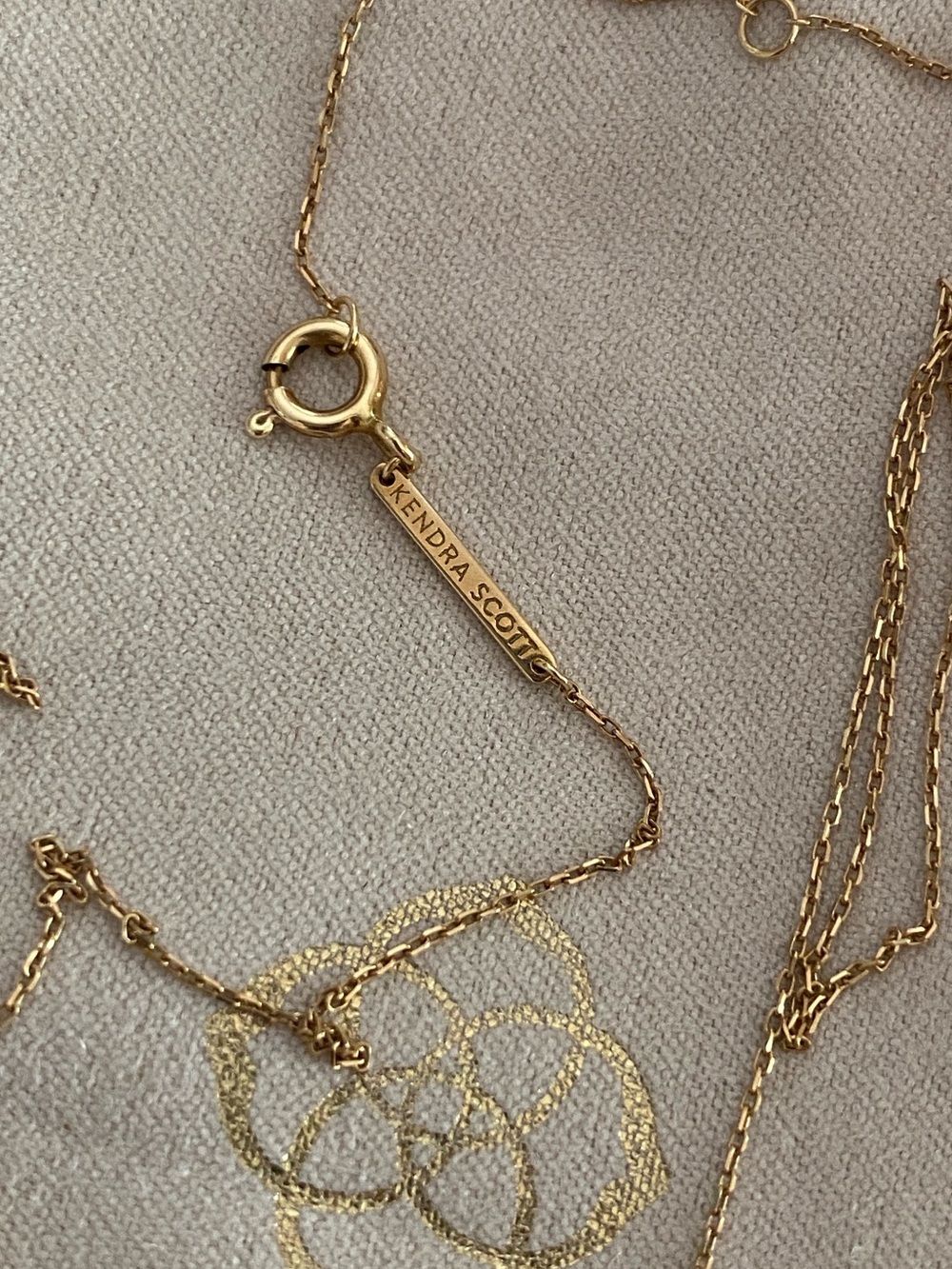 585 14K Kendra Scott Solid Gold Letter D Necklace with Diamond Accent - Picture 5 of 6